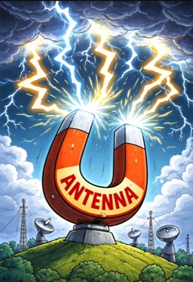 Lightning strike hitting an amateur radio tower &mdash; a reminder that antennas act as lightning magnets